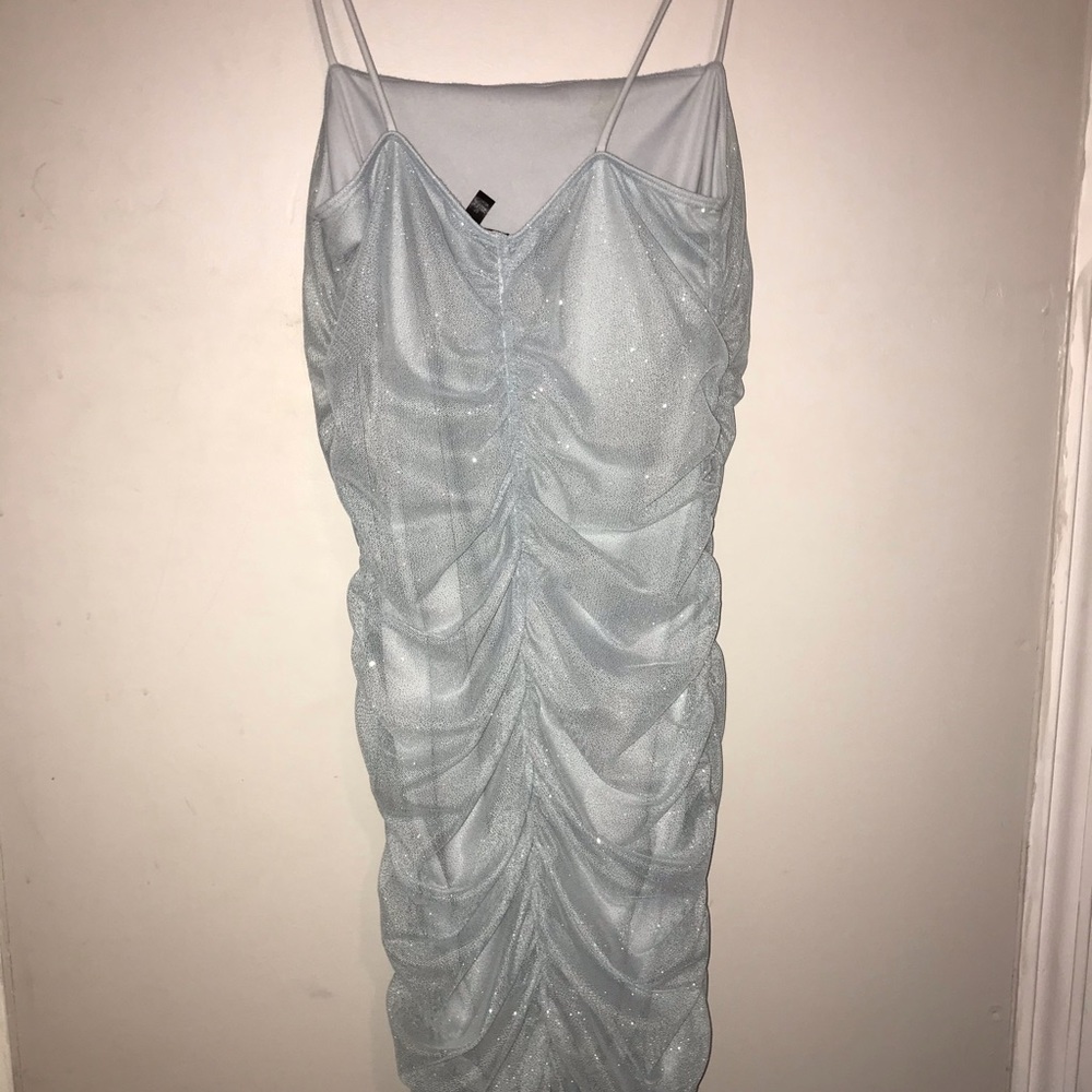Light blue sparkly mini dress